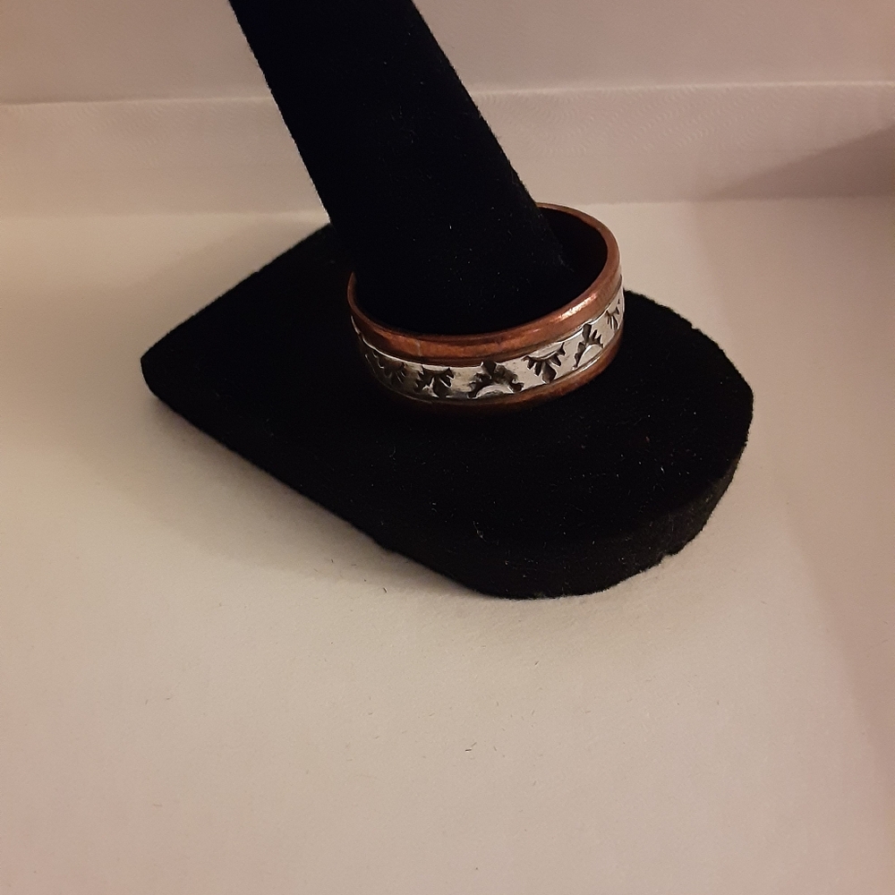 Native American Navajo Copper and Silver Ring Randy Secatero Size 13 - Picture 4 of 4